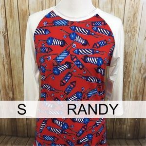 New with Tags S Baseball Style Tee Fireworks LuLaRoe Randy